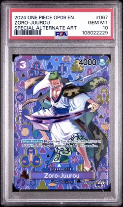 One Piece Zoro-Juurou SP Alt Art OP05-067 Emperors in the New World OP09 PSA 10 - Image 2