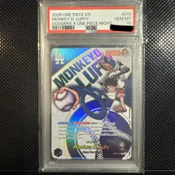 PSA 10 GEM MINT One Piece Los Angeles Dodgers Monkey D. Luffy Promo Card English - Image 1
