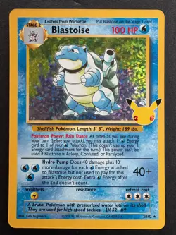 Blastoise Holo 2/102 25th Anniversary Celebrations Pokemon Card - Image 1