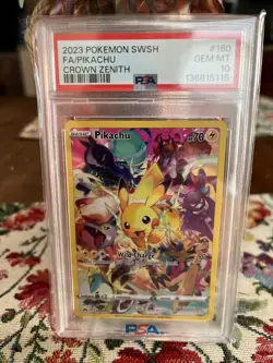 Pokemon Pikachu Holo Full Art Secret Rare Card 160/159 Crown Zenith 2023 PSA 10 - Image 1
