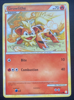 GROWLITHE 65/123 - Common HeartGold SoulSilver 2010 NEAR MINT POKEMON CARD NM/LP - Image 1