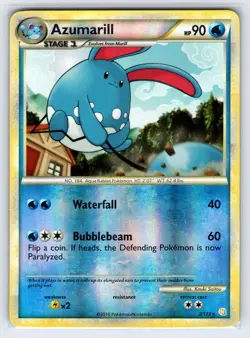 Azumarill 2/123 2010 HeartGold SoulSilver Pokemon Card Reverse Holo Rare - Lp - Image 1
