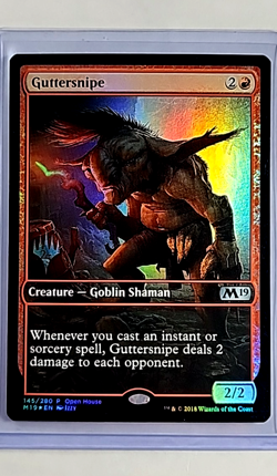 2018 MTG Magic The Gathering M19 Open House Promo 25th Foil #145 Guttersnipe - Image 1
