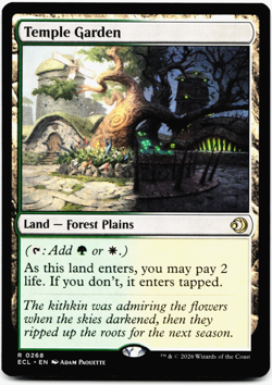 Temple Garden [Lorwyn Eclipsed] Magic MTG ECL 0268 - Shock Land 🌳⚪ - Image 3