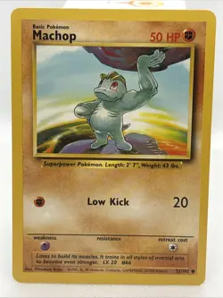 Pokemon TCG Machop Base Set Unlimited Common #52/102 NM - Image 1
