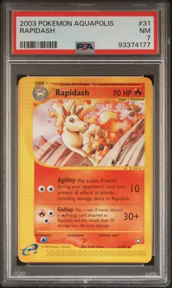 2003 POKEMON AQUAPOLIS #31 RAPIDASH PSA 7 - Image 1