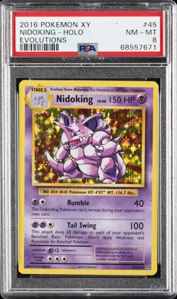 2016 POKEMON XY EVOLUTIONS #45 NIDOKING-HOLO PSA 8 - Image 1