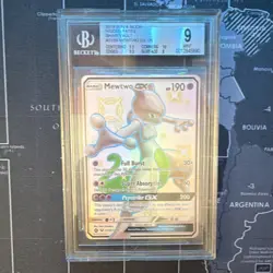 Pokemon TCG Mewtwo GX Holo SV59/SV94 Hidden Fates 2019 Beckett 9 - Image 1