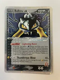 Pokemon Rocket's Raikou Ex Secret Rare EX Deoxys 108/107 LP-NM Holo - Image 1