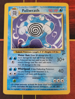 Pokemon TCG Poliwrath Base Set 2 15/130 Unlimited Holo Rare NM - Image 2