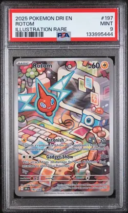 2025 POKEMON DRI EN-DESTINED RIVALS ILLUSTRATION RARE #197 ROTOM PSA 9 - Image 1