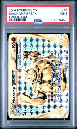 2016 POKEMON XY EVOLUTIONS #60 MACHAMP BREAK PSA 9 - Image 1
