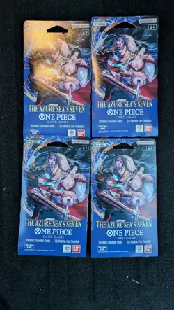 One Piece TCG: The Azure Sea's Seven Sleeved Booster OP-14 English Lot (4) - Image 1