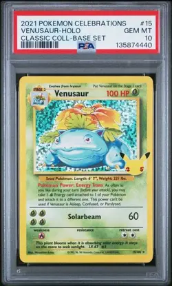 2021 Pokemon Celebrations Venusaur Holo Classic Collection # 15/102 PSA 10 Card - Image 1