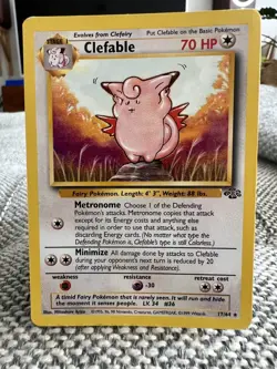 Clefable Jungle Set 17/64 Rare Non Holo Pokemon Card Excellent 1999 - Image 1