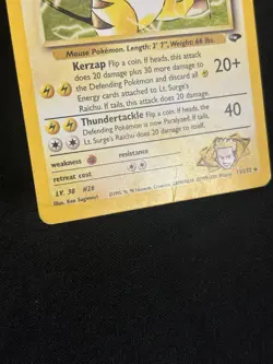 Lt. Surge's Raichu 11/132 Holo Rare Gym Challenge Pokemon Card - Image 3