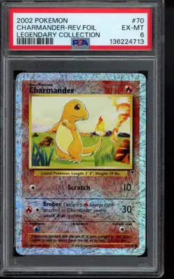 PSA 6 - Charmander 70/110 Legendary Collection Reverse Holo Pokemon - Image 1