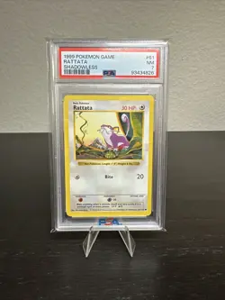 1999 Pokemon Base Set Shadowless - Rattata 61/102 - PSA 7 NM - Image 1