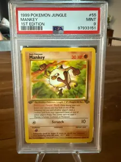 1999 Pokemon Jungle WOTC - Mankey - 1st Edition #55 - PSA 9 - Image 1