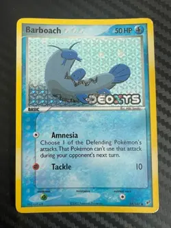 Pokemon TCG Barboach 54/107 EX Deoxys Stamped Reverse Holo Rare DMG - Image 1
