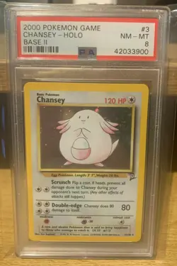 Chansey Base Set 2 3/130 PSA 8 Mint Holo Pokemon 2000 - Image 1