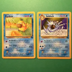 Pokemon TCG Golduck + Psyduck Fossil Uncommon Card 35/62 53/62 NM - Image 1
