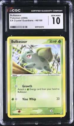 CGC 10 Bulbasaur 46/100 EX Crystal Guardians Pokemon Card - Image 1
