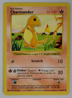 Pokemon Card Charmander Base Shadowless 1999 46/102 LP - Image 1