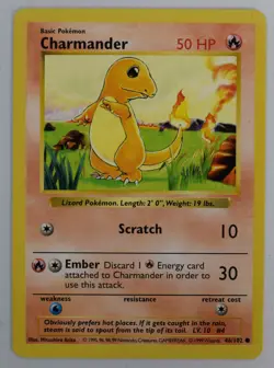 Pokemon Card Charmander Base Shadowless 1999 46/102 NM - Image 1