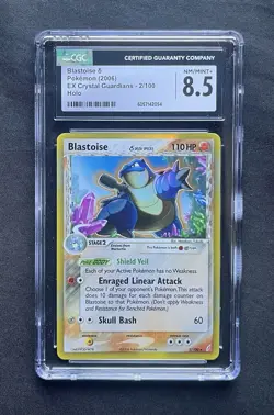 CGC 8.5 Blastoise 2006 EX Crystal Guardians 2/100 Holo Rare Pokemon Card - Image 1