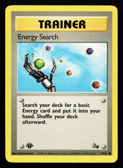 Energy Search 59/62 Common 1st Edition Fossil Pokemon Card - Image 1