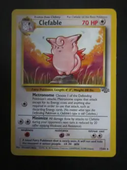 CLEFABLE NON HOLO POKEMON CARD 17/64 JUNGLE NEVER PLAYED COND NM- - Image 1