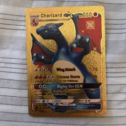 Blue Charizard GX HP250 Gold Pokemon Card - Image 1