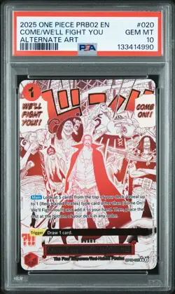 2025 ONE PIECE OP09-020 PRB02 COME WE'LL FIGHT YOU EVENT ALT ART SHANKS PSA 10 - Image 1