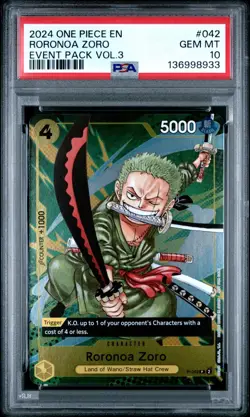 2024 ONE PIECE P-042 CHAMPIONSHIP EVENT PACK VOL 3 PROMO RORONOA ZORO PSA 10 - Image 1
