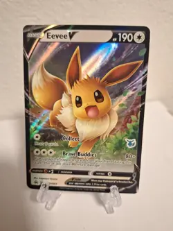 Pokemon Eevee v SWSH065 TCG Sword & Shield Promo Card Holo NM Condition - Image 1