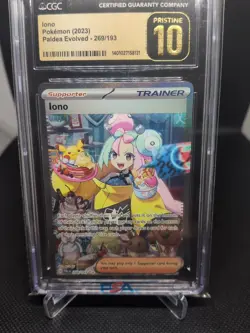 Pokemon Card Iono 269/193 Full Art SIR Paldea Evolved GEM MINT CGC 10 Graded - Image 4