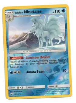 Pokemon Card: Alolan Ninetales REVERSE HOLO 28/147 S&M Burning Shadows Rare! PL - Image 1