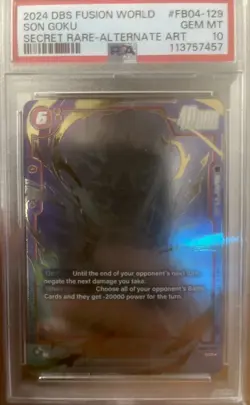 DBS Card Game Fusion World FB04-129 SON GOKU SECRET RARE-ALTERNATE ART - PSA 10 - Image 1