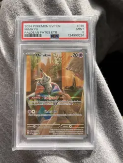 PSA 9 Mimikyu 075 SV: Pokemon Center Stamped Black Star Promo Pokemon Card - Image 1