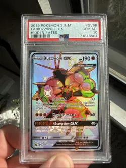 Pokemon TCG Buzzwole GX Hidden Fates Shiny Vault SV68 PSA 10 - Image 1