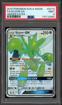 Pokemon PSA 9 Scizor GX SV72/SV94 Sun & Moon Hidden Fates Shiny Vault Mint - Image 1