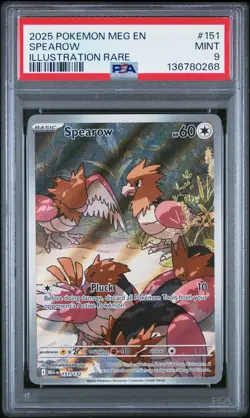 2025 Pokemon Meg EN-Mega Evolution Spearow Illustration Rare PSA 9 #151 - Image 1