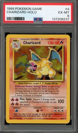 Pokemon Charizard Base Set Unlimited Holo Rare #4 PSA 6 - Image 1