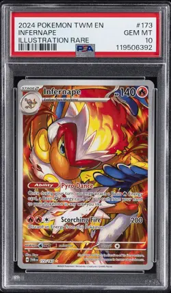 2024 POKEMON TWM EN-TWILIGHT MASQUERADE ILLUSTRATION RARE #173 INFERNAPE PSA 10 - Image 1