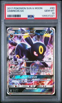 2017 POKEMON SUN & MOON #80 UMBREON GX PSA 10 - Image 1