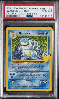 2021 POKEMON CELEBRATIONS CLASSIC COLL #2 BLASTOISE-HOLO PSA 10 - Image 1