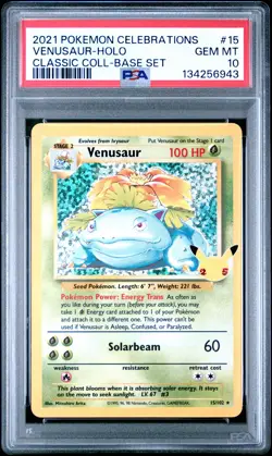 2021 POKEMON CELEBRATIONS CLASSIC COLL #15 VENUSAUR-HOLO PSA 10 - Image 1
