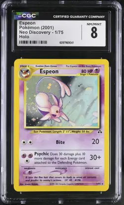 CGC 8 Espeon 2001 Neo Discovery 1/75 Holo SWIRL Pokemon Card - Image 1