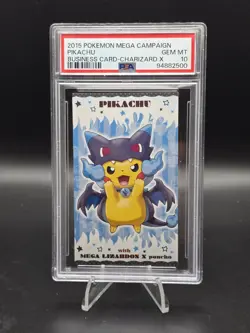 Pokemon Cards - PSA 10 Pikachu Mega Lizardon X Poncho Charizard BC Business Card - Image 1